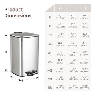 Cubo de Basura de Acero Inoxidable con Pedal y Cierre Suave, ODM, 6L, 12L, 30L, 40L, 50L - Product Image 2