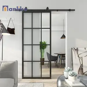 Anlike mỹ mềm đóng nội thất bằng phẳng trượt gỗ rắn đơn cửa gỗ cho nhà Barn Door Kit