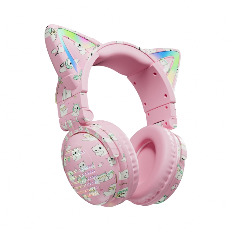 Cat Ear LED Headphones - Wireless Gaming with Low Latency