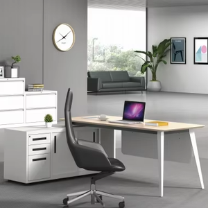 Paravents de bureau modernes et réglables en bois avec panneaux autoportants pour centres d'appels, dotés de matériaux métalliques - Product Image 1