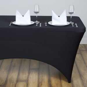 Housse de table rectangulaire extensible en spandex lavable en machine pour les commandes de linge de table sur mesure et les services de banquet répétés - Product Image 1