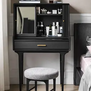 Women&#39;s Modern Cheap Storage Mirrored Hair Make Up Vanity Dressing Table Small White Bedroom Furniture Dresser With Mirror