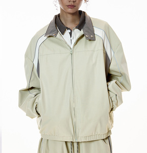 Giacca da <span class=keywords><strong>Uomo</strong></span> 100% Cotone OEM di Alta Qualità con Zip Integrale, Contrasto di Colore, Stile Vintage Oversize, Linee Riflettenti, Orlo Elastico e Taglio Squadrato - Product Image 5