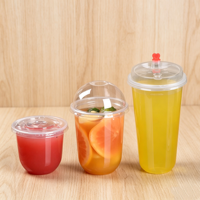 Gobelet à dessert avec couvercle, gobelets jetables transparents, gobelets pour milkshake, récipient à gâteau, gobelet à café glacé, gobelet en plastique en forme de U, personnalisé