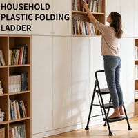 Escabeau pliant moderne en acier, 2 à 4 marches, capacité 150 kg, construction en acier pour maison, loft et accès par marche arrière pliable
