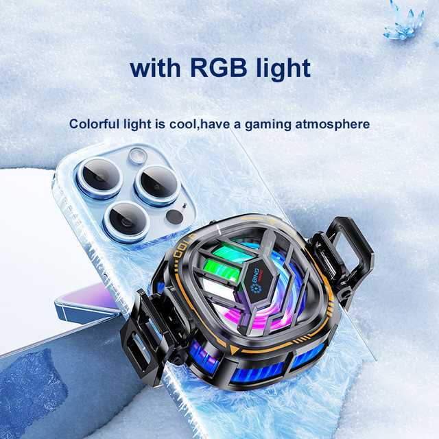 Pendingin Ponsel Magnetic, Kipas Pendingin Ponsel RGB Portable Ringan, Untuk Ponsel/Tablet (dengan Layar Digital)