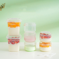 Récipient à pouding rond en plastique transparent jetable personnalisé coupe à gâteau pouding avec couvercle