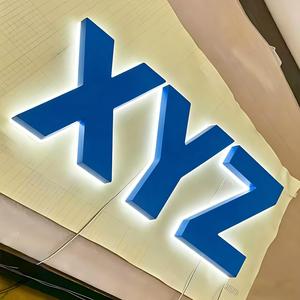 Letrero LED 3D con Retroiluminación, Logotipo Iluminado en Acrílico y Acero Inoxidable, Fácil Instalación - Product Image 1