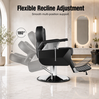 Chaise de barbier ergonomique traditionnelle la plus vendue, réglable en hauteur, en acier inoxydable, style inclinable, repose-pieds réglable