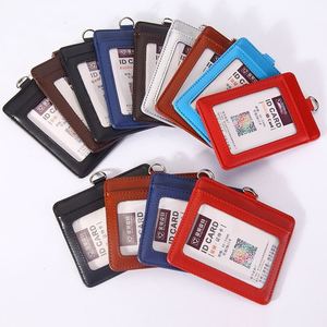 Porte-cartes de visite en cuir véritable haut de gamme avec logo, cordon de suspension, pour identification du personnel et badge de travail - Product Image 2
