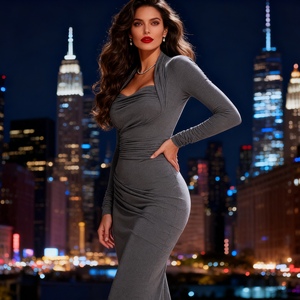 ชุดเดรสแฟชั่นรัดรูปสำหรับผู้หญิง สไตล์เซ็กซี่และสง่างาม สำหรับฤดูใบไม้ร่วง/ฤดูหนาว - Product Image 6