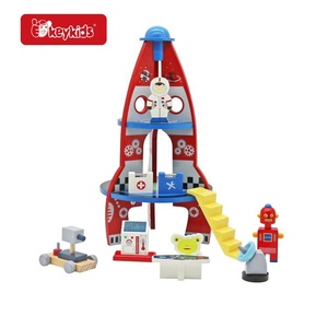 Kids Educational Pretend Play Wooden <strong>Rocket</strong> Station Toy With Accessories W04F048