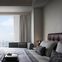 Ensemble de lit king-size en teck massif de style village américain moderne, de haute qualité, durable, rafraîchissant, meubles de chambre à coucher d'hôtel