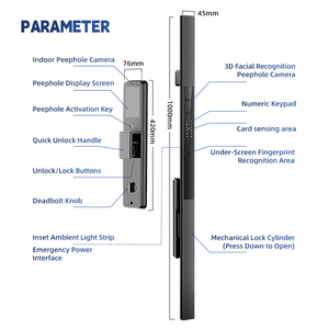 UIELOCK VXF-9 Large Handle Keyless Entry Home Security <b>Smart</b> Lock Tuya 3D Face Recognition Palm Vein Full-Automatic VXF-9 VXF-9 - Product Image 6