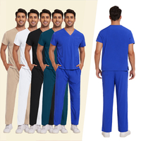 Ensemble de blouses médicales unisexe pour infirmières, uniforme d'hôpital, vêtements de chirurgien, col en V, coupe droite, livraison rapide depuis l'usine