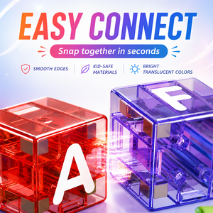 Juego de 40 Cubos de Números y Letras del Alfabeto para Niños, Bloques de Construcción Educativos Translúcidos y Coloridos con Letras, Números y Símbolos Matemáticos - Product Image 6