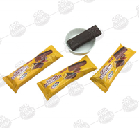 Vente en gros de biscuits au chocolat Halal Ladyfinger, barres de biscuits enrobées de chocolat, 30 pièces, boîte de présentation sur comptoir, emballage individuel, collation croustillante