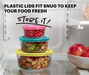 Nouveaux contenants de stockage alimentaire en verre pressé, compatibles micro-ondes, 3 pièces, avec couvercles, bols à mélanger et contenants pour la préparation des repas - Product Image 2