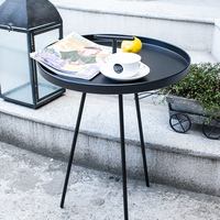 Table basse de style nordique avec 3 pieds de Table en métal, plateau rond en métal, pour chambre à coucher et bureau