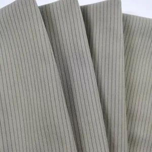 Hot Selling Polyester Rayon Stretch Woven Fabric Stripe Style Suiting Fabric For Suits