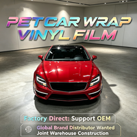 Film de protection pour carrosserie automobile PET PVC Candy Apple Red Vinyl Wrap, finition brillante, auto-adhésif, avec technologie Air Release, 1,52 x 17 m