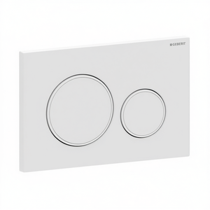 Placa de control Geberit Sigma 20 de 2 botones, blanco mate con bordes cromados, pulsador de inodoro - Product Image 3