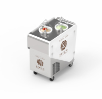 Alles-in-één: de ideale machine om verse ijsjes en gelato te produceren, te serveren en te presenteren; elektrische mobiele gelato-kar op batterijen.