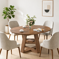 Table à manger ronde extensible moderne et pliable avec rangement dissimulé, en MDF, pour 4 à 8 personnes