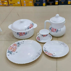 Juego <span class=keywords><strong>de</strong></span> Vajilla <span class=keywords><strong>de</strong></span> Vidrio Opal con Diseño Floral, Tetera, Jarra, 190 ml, 58 Piezas, Vajilla Económica Templada, 27 Piezas, Taza <span class=keywords><strong>de</strong></span> Café con Platillo - Product Image 3