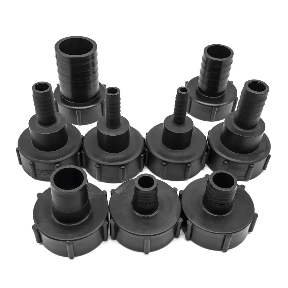 Adaptador de tanque IBC DIN61 de 2 pulgadas, acoplamiento de tambor de plástico/1/2 adaptador con ", 3/4", 1 ", 1-1/2", púa de manguera de 1-3/4 "y 2"