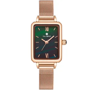 Malachite green watch female models small rectangular clock female new fashion rose gold bracelet watch ladies quartz watch