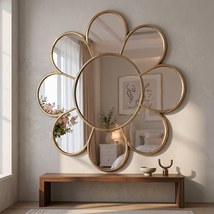 Modern Brass <b>Wall</b> <b>Mirror</b> <b>Set</b> Decorative Framed Gold Finish 4mm Thick Rectangular Handmade No Electricity Needed Christmas Home - Product Image 1