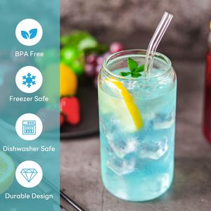Vaso de Vidrio con Forma de Lata de Cerveza de 12oz/16oz, con Tapa de Bambú y Pajita de Vidrio, Éxito de Ventas en Línea - Product Image 4