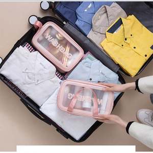 Pochette de toilette transparente rose pour fille avec logo personnalisé, imperméable, en PU PVC, sac de voyage, sac cosmétique transparent en PVC, trousse de maquillage - Product Image 4