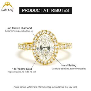 Anillo de Lujo de Oro Blanco de 14K/18K con Diamante Cultivado en Laboratorio, Corte Ovalado, Certificado IGI, Personalizable con Hoja de Oro, para Bodas y Fiestas - Product Image 3