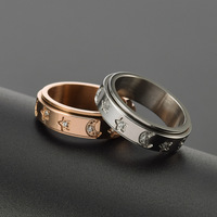 Bague rotative en acier inoxydable 316L étanche et anti-ternissement, motif étoiles et lune, par Zhongzhe Wholesale Fashion