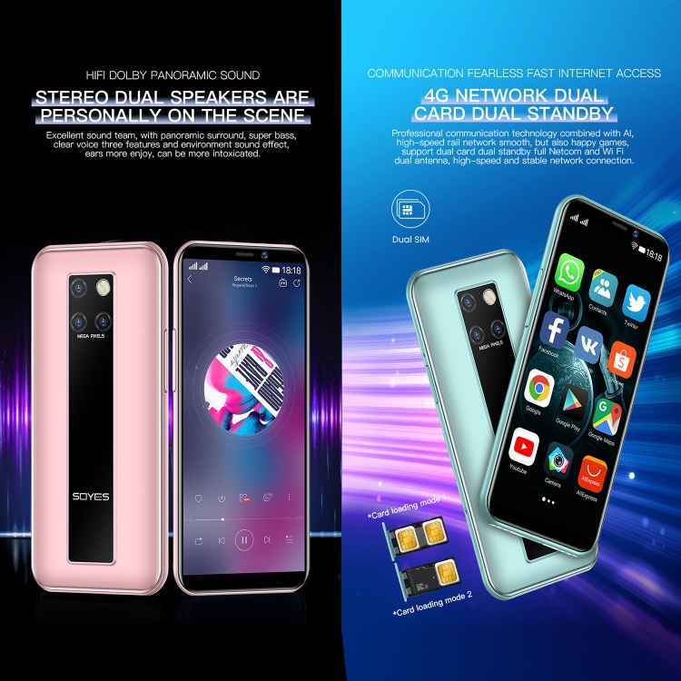 Soyes S10H Mobile Phone - Mini 4G Dual SIM Android Device