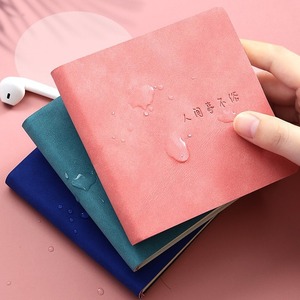 Portable <b>Small</b> Composition Notebook PU Imitation Leather Hardcover Thermal Binding Printed Artistic Journal Student Mini Memo - Product Image 3