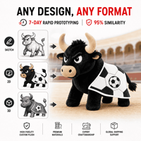 2028 Peluche Taureau Espagnol de Football Européen Personnalisée, Vente en Gros OEM ODM, Jouet en Peluche, Mascotte de Football, Cadeau pour Fan