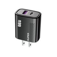 Chargeur rapide pour téléphone portable 66W avec câble USB Type-C PD, chargeur USB Type-C à charge rapide, adaptateur de voyage USB-C, prise EU US