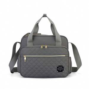 Sac à dos de maternité Lequeen à une épaule, imperméable, en tissu Oxford, antivol, résistant à l'eau, grande capacité, pour couches de bébé, couleur unie - Product Image 6