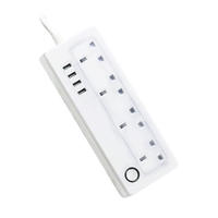 Adaptateur de voyage pour prise électrique européenne E/F Schuko, câble de 1 m, 4 prises UK, facile à transporter, fonctionne en France, Espagne, Allemagne, Belgique, Italie