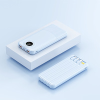 Batterie externe portable Li-Polymère 10000mAh 20000mAh 22.5W avec charge rapide PD, écran LED et 4 câbles USB Type-C Android