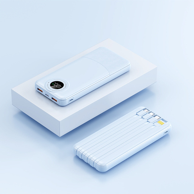 Portable Li-Polymer Battery Power Bank 10000mAh 20000mAh 22.5W PD Fast Charging LED Display with 4 USB Type-C Android Cables
