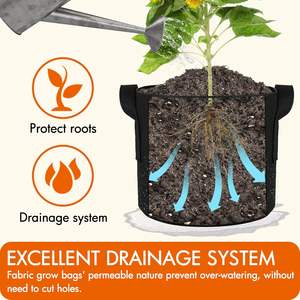 Sacchi per Coltivazione in Feltro da 1 3 5 7 10 15 20 25 30 35 50 Galloni, Vasi in Feltro Rinforzato per Giardino, Vasi per Fiori in Feltro Non Tessuto - Product Image 5