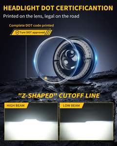 Lampu Depan LED DOT 7 Inch 150W 24V Hi/<span class=keywords><strong>Lo</strong></span> Beam Putih DRL Lampu Sein Amber Dual-Beam Projector untuk Defender 90/110 - Product Image 3