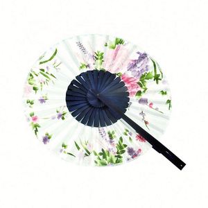 Abanico Plegable Redondo de Bambú con Logotipo Personalizado Estilo Japonés, Abanico de Mano para Bodas - Product Image 4