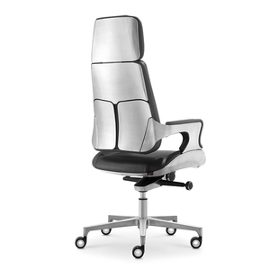 Moderner Leder-Chefsessel Aluminiumlegierungsrahmen Höhenverstellbar Solide Langlebige Struktur Komfortabel für Werkstatt Zuhause Büro - Product Image 3