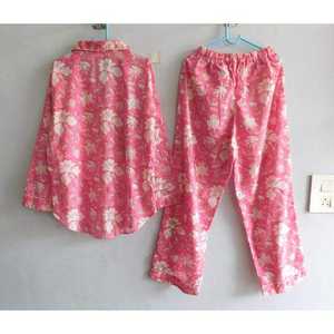 Casual Women Pajama Set Floral Printed 100% Cotton Long Sleeve Button Shirt and <b>Pants</b> Soft Comfortable Summer Nightwear - Product Image 5