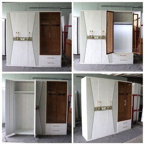 Meuble de placard en acier <span class=keywords><strong>autoportant</strong></span> tiroir de chambre à coucher miroir en métal imprimé casier à 5 portes armoire Almirah pour vêtements armoire - Product Image 2